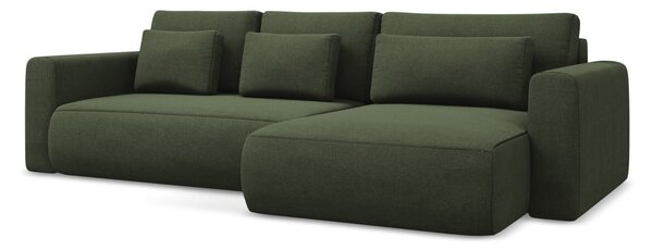 Divano angolare color kaki allungabile/con contenitore (con penisola a destra/con chaise lounge) Kapua – Makamii