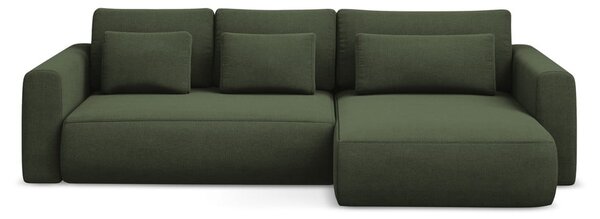 Divano angolare color kaki allungabile/con contenitore (con penisola a destra/con chaise lounge) Kapua – Makamii