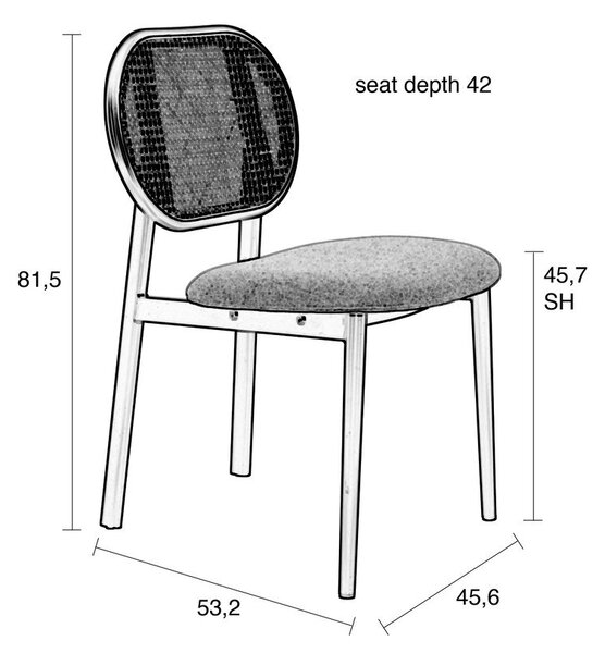 Sedia da pranzo in rattan grigio Spike - Zuiver