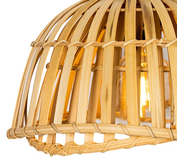 Lampada a sospensione orientale nera con bambù naturale 3 luci - Pua