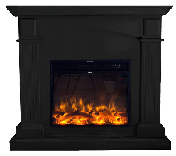 Camino Da Pavimento CETONA Con Cornice e Bruciatore Elettrico Da 1500w Dimensioni 111,3x28,2x h101 cm - peso 28 kg colore Nero