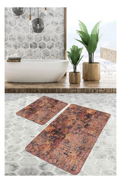 Set di tappetini per il bagno marroni in velluto 2 pz 60x100 cm – Mila Home