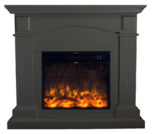 Camino Da Pavimento CETONA Con Cornice e Bruciatore Elettrico Da 1500w Dimensioni 111,3x28,2x h 101 cm - peso 28 kg colore Grigio