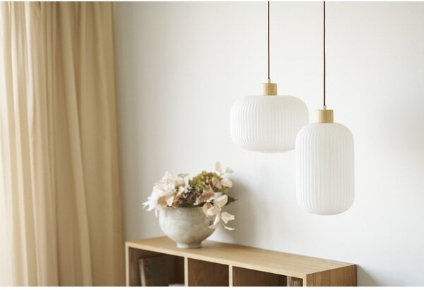 Lampadario bianco con paralume in vetro ø 30 cm Argalo – House Nordic