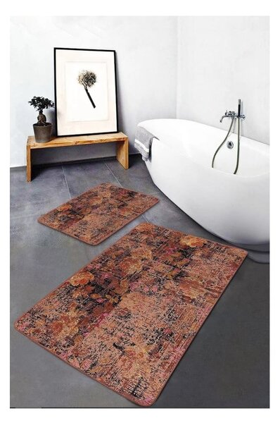 Set di tappetini per il bagno marroni in velluto 2 pz 60x100 cm – Mila Home