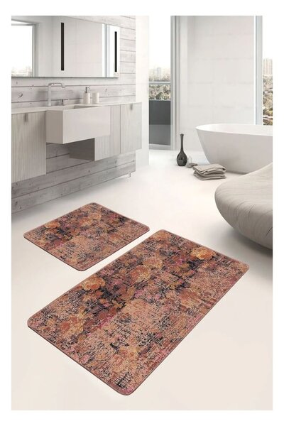 Set di tappetini per il bagno marroni in velluto 2 pz 60x100 cm – Mila Home