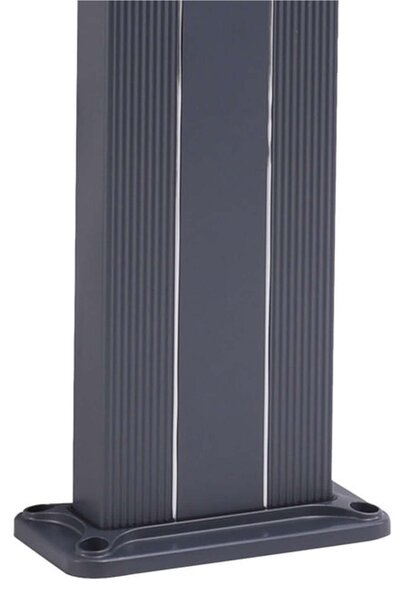 Elegante Doccia Solare In Alluminio Ella Colore Nero Con Fascia Centrale Colore Legno 20x20x h 224 cm - peso 7,7 kg con Lava piedi da 40 Lt max temperatura 35 gradi colore Grigio RAL9023