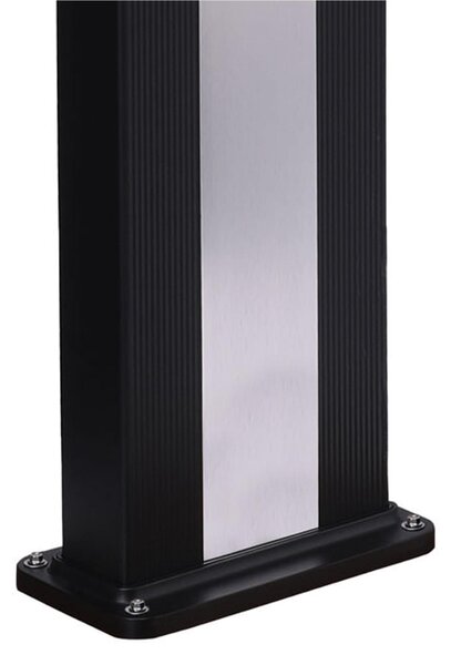 Elegante Doccia Solare In Alluminio Ella Colore Nero Con Fascia Centrale Colore Legno 20x20x h 224 cm - peso 17,5 kg con Lava piedi da 40 Lt max temperatura 35 gradi colore Nero fascia inox