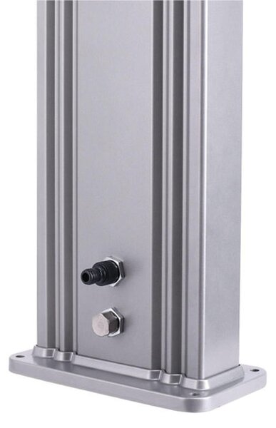 Elegante Doccia Solare In Alluminio Ella Colore Grigio Con Fascia Centrale Colore Legno 20x20x h 224 cm - peso 17,5 kg con Lava piedi da 40 Lt max temperatura 35 gradi colore Grigio
