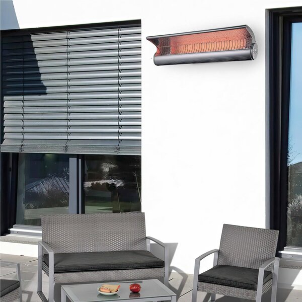 Stufa Infrarossi Parete 2000 Riscaldatore Riflettente Parete Con Telecomando 2000w Dimensioni 59,6x13,5x h32 cm- Kg 4,9 Grigio