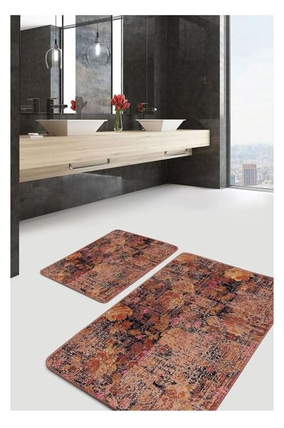 Set di tappetini per il bagno marroni in velluto 2 pz 60x100 cm – Mila Home