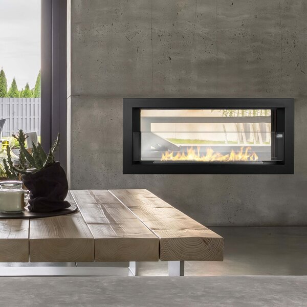 Camino a bioetanolo da incasso bifacciale biocamino 2 lati Dimensioni 90x15,2 xh 40 cm, Potenza 3 kw MONTEFALCO 90 Superficie riscaldata: fino a 30 mt2