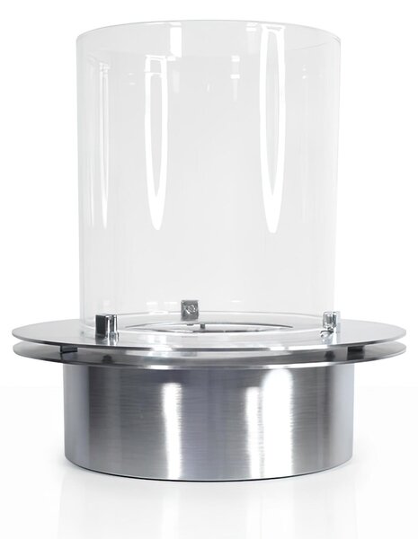 Bruciatore tondo con vetro per camino a bioetanolo biocamino inox 3 lt d.35
