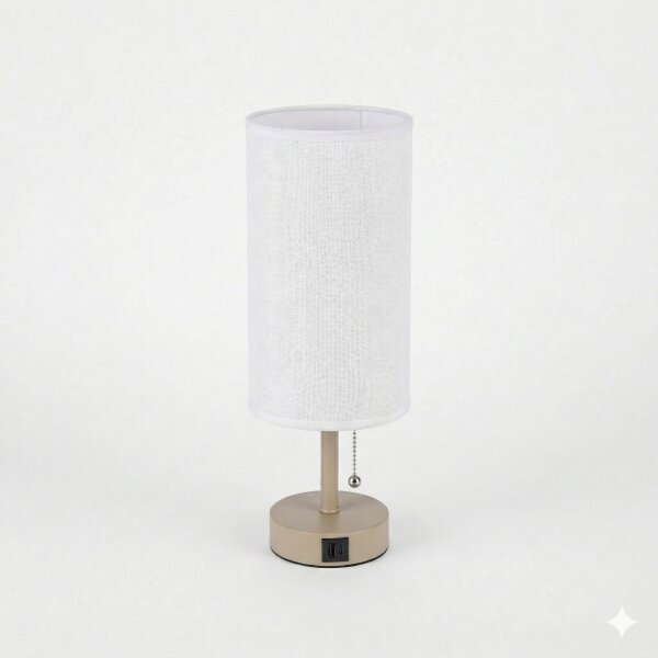 Brilagi - Lampada da tavolo con porta USB TABLON 1xE27/25W/230V beige/bianco