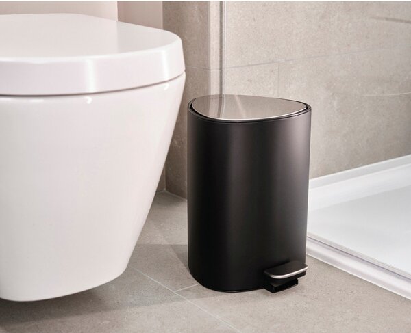 Cestino per la spazzatura nero opaco in acciaio con pedale 5 l EasyStore Luxe – Joseph Joseph