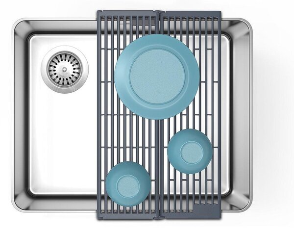 Scolapiatti a griglia per lavello regolabile grigio in plastica 43x13 cm Platform – Joseph Joseph