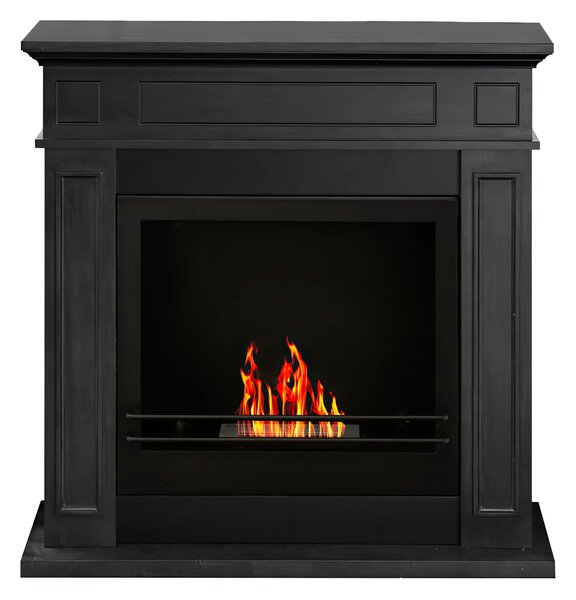 Camino a bioetanolo Biocamino da terra JEFFERSON Nero Dimensioni 89,5x28x h 90,5 cm Peso 15 kg Struttura esterna in robusto legno MDF Volume riscaldabile 30 m2