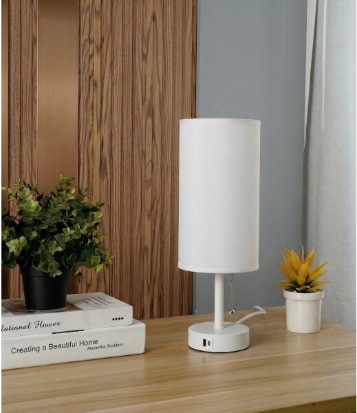 Brilagi - Lampada da tavolo con porta USB TABLON 1xE27/25W/230V bianca