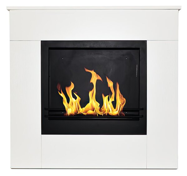 Camino a bioetanolo da terra in legno bianco Made in Italy Michelangelo 96x36x90h