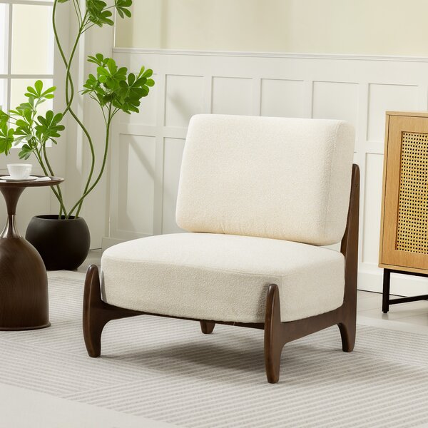 HOMCOM Poltrona da salotto in chenille, con cuscino spesso e seduta imbottita, 72 x 73,5 x 81 cm, Crema | Aosom Italy