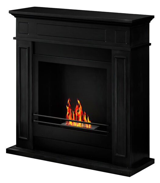 Camino a bioetanolo Biocamino da terra JEFFERSON Nero Dimensioni 89,5x28x h 90,5 cm Peso 15 kg Struttura esterna in robusto legno MDF Volume riscaldabile 30 m2