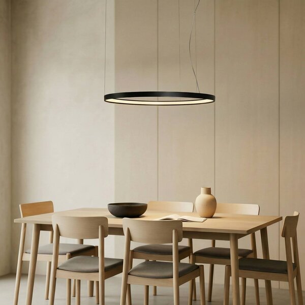 Lampada LED a sospensione Rio 110 orizzontale 3.000K nera SOLLUX LIGHTING, Nero, Cucina, Alluminio, Moderno