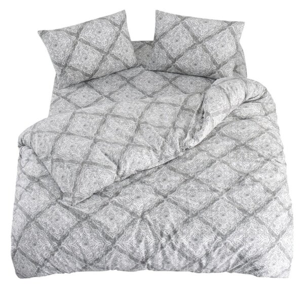 Set copripiumino e federa grigio per letto matrimoniale o esteso con lenzuolo incluso/4 pezzi 200x220 cm Geometric – Mila Home