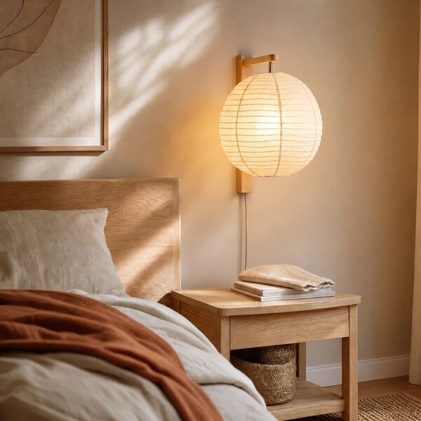 Applique da parete Ambrose Lindby, Legno chiaro, Camera da letto, Legno, Applique