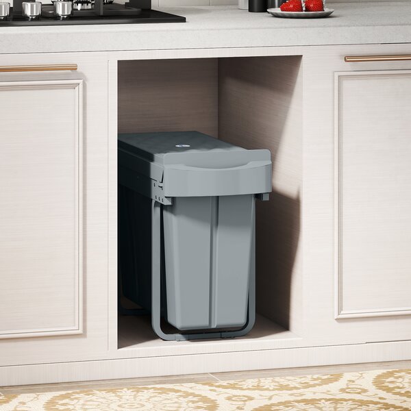 HOMCOM Cestino sotto lavello con 2 contenitori per riciclaggio estraibili da 20L+10L Grigio | Aosom Italy