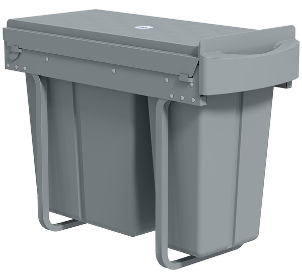 HOMCOM Cestino sotto lavello con 2 contenitori per riciclaggio estraibili da 20L+10L Grigio | Aosom Italy