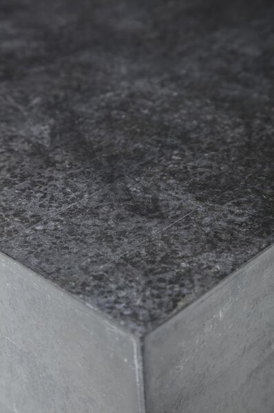 Tavolino Nanay Stone Decor E5, 80x80xH28 cm, Finitura Nero, Base in Pietra Fossile Black Stone