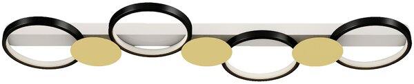 HOMCOM Lampada da Soffitto Dimmerabile con 4 Fari Telecomando Modalità Scena 1500 lm 38 W 3000K-6500K Nero e Dorato | Aosom Italy