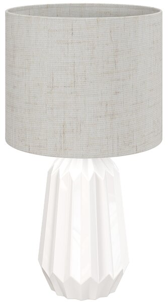 HOMCOM Lampada da Tavolo con Base in Ceramica e Paralume in Lino Stile Retrò per Camera 40W Bianco e Beige | Aosom Italy