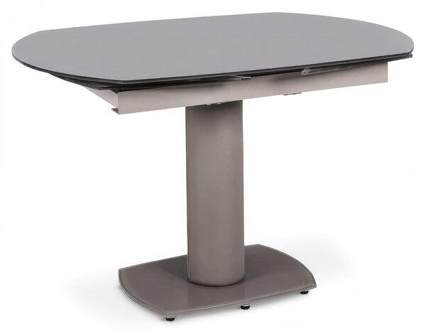 Tavolo Allungabile Kyoto Dimensioni chiuso 90x120 x h 76 cm , Aperto 180x h76 cm, Grigio, Vetro Temperato e Metallo - Linea Kitchen & Living