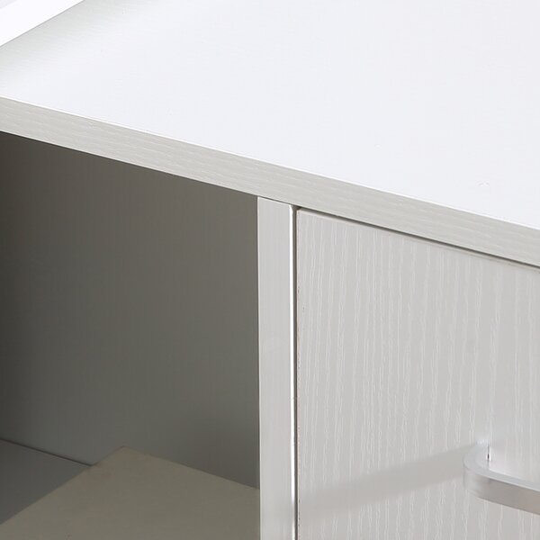 HOMCOM Scrivania angolare girevole 180°, con libreria, cassetto e armadietto, 117x82x74cm, Bianco | Aosom Italy