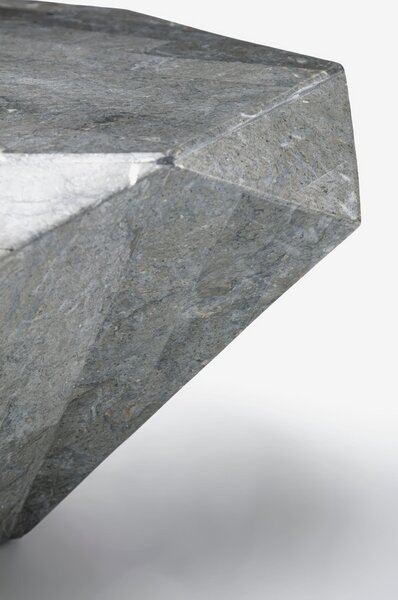 Tavolino Diamond Medium Stone Decor E5 120x70xH40 cm, Finitura Grigio, Base in Pietra Fossile Gray Stone