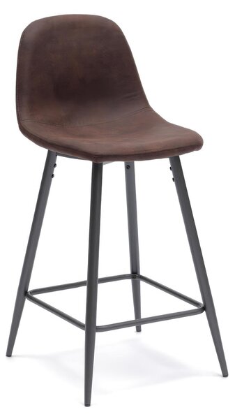 Sgabello Brigitte Kitchen & Living 42x52xH93 cm, Seduta Moka Vintage, Schienale Moka Vintage, Gambe Antracite, Materiale Similpelle e Metallo