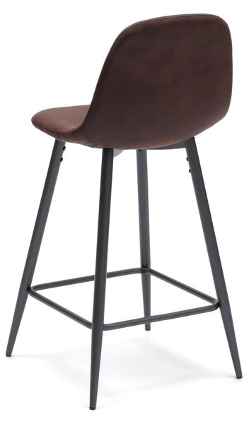 Sgabello Brigitte Kitchen & Living 42x52xH93 cm, Seduta Moka Vintage, Schienale Moka Vintage, Gambe Antracite, Materiale Similpelle e Metallo