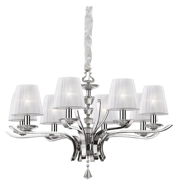 Ideal Lux - Lampadario a sospensione con catena PEGASO 8xE14/28W/230V diametro 76 cm cromo lucido