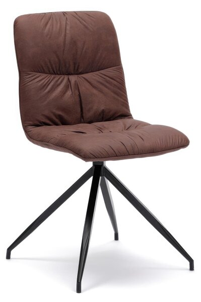 Sedia in Tessuto Alba Design Twist 43x38xH86.5 cm, Seduta e Schienale Marrone, Gambe Nero, Materiale Microfibra Effetto Velluto e Metallo
