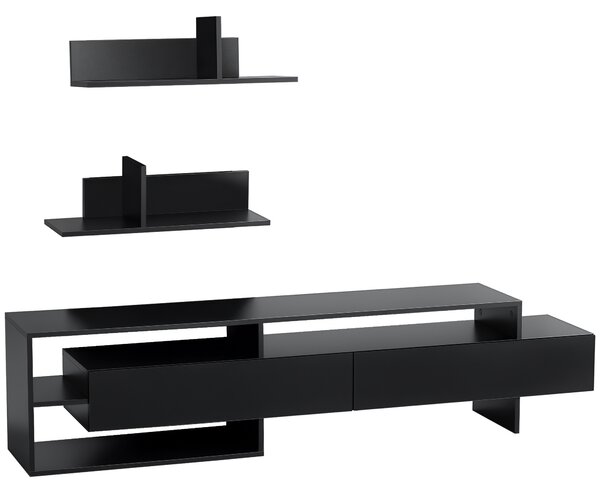HOMCOM Mobile Porta TV Moderno con 2 Mensole in Legno, Vani Aperti e Armadietti, Nero | Aosom Italy
