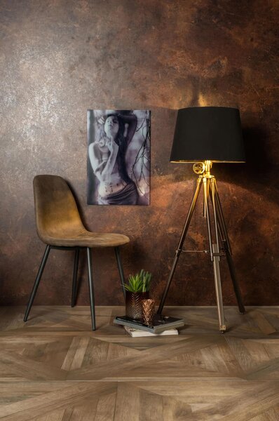 Sedia Brigitte Kitchen & Living 44x50xH84 cm, Seduta Moka Vintage, Schienale Moka Vintage, Gambe Nero, Materiale Similpelle e Metallo