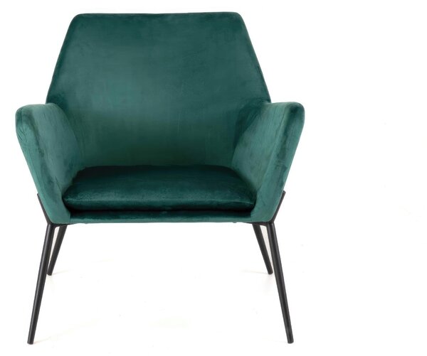 Poltrona Gin Madie e Complementi d'arredo E5 70x71,5xh79 cm, Rivestimento verde Velluto, Base nero Metallo
