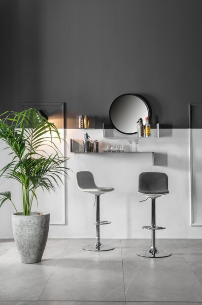 Sgabello in Tessuto Jimmy Design twist 38,5x36xH88 102 cm, Seduta e Schienale Grigio Scuro Bianco, Gambe Grigio Cromo, Materiale Tessuto e Metallo