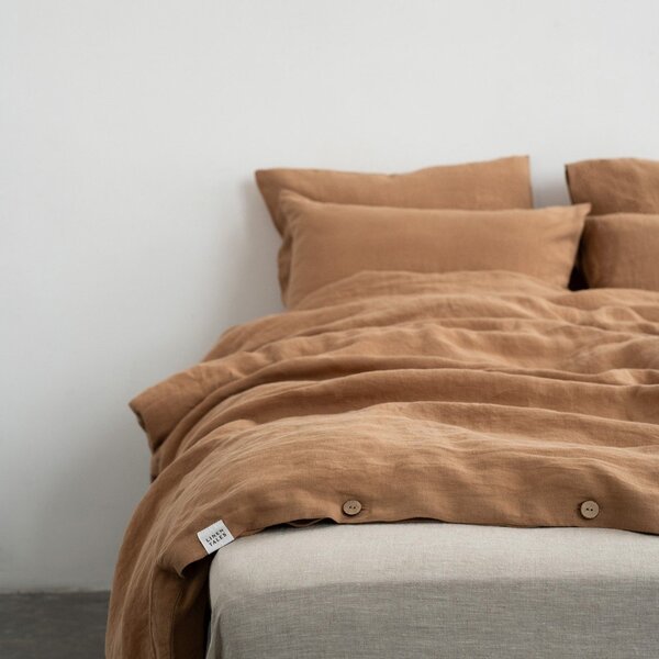 Biancheria marrone per letto matrimoniale 200x200 cm Camel - Linen Tales