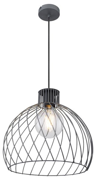 Lampada a sospensione, rete metallica, forma sferica, grigio, 35 cm