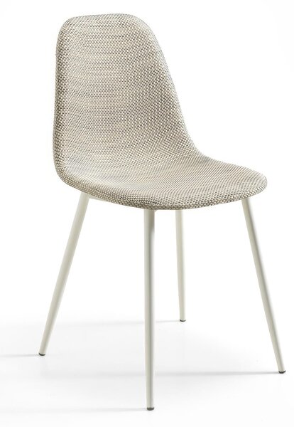 Sedia in Similrattan Martina Kitchen & Living 43x38xH86,5 cm, Seduta Beige - Schienale Beige - Gambe Bianco, Materiale Similrattan e Metallo