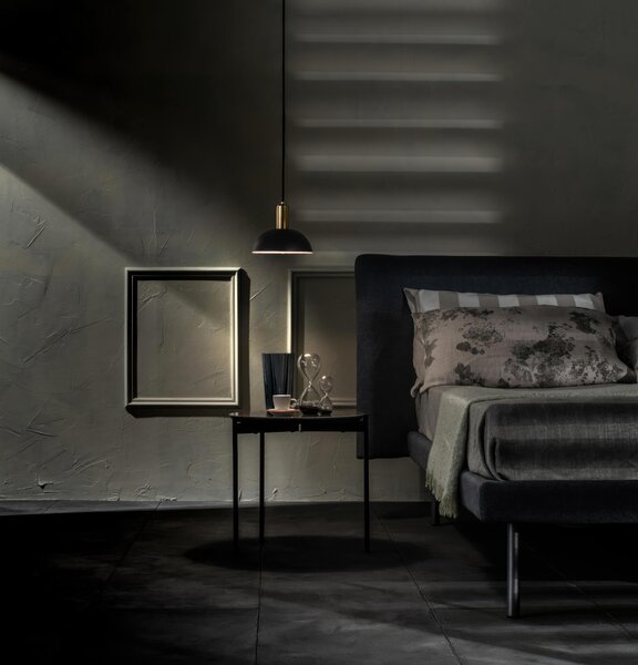 Lampada a Sospensione Spica Design Twist 20x20 x H150 cm, Colore Paralume Nero Opaco; Cavo Nero Opaco; Rosone Nero, Materiale Metallo