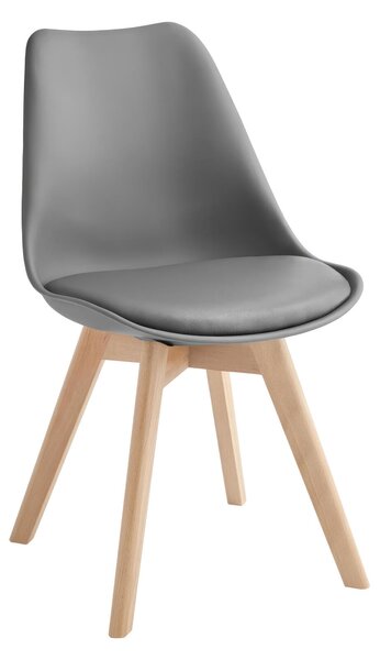 Sedia Carlotta Design twist 48,5x52xH82 cm, Seduta grigio scuro, Schienale grigio scuro, Gambe marrone, Materiale Similpelle, Polipropilene, Legno di faggio