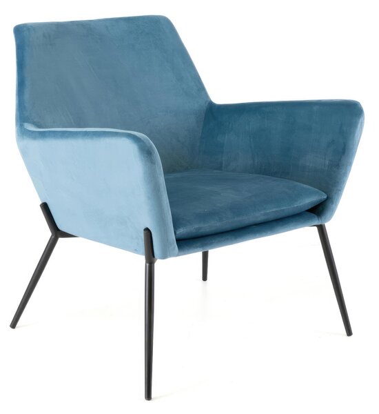 Poltrona Gin Madie e Complementi d'arredo E5 70x71,5xh79 cm, Rivestimento blu, Base nero, Materiale Velluto e Metallo